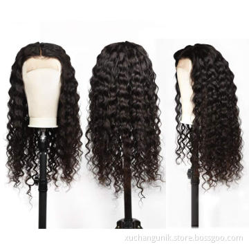 Top Selling 1b# Peruvian Virgin Cuticle Aligned Women Hair Wig Vendors 4*4 Lace Front Closure Peruvian Human Hair Wig Deep Wave